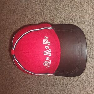 GAP Embroidered Baseball Strapback 65% Wool Blend Cap Hat Leather Brim Medium